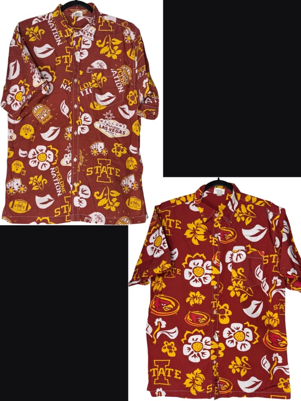Wes & Willy Iowa State Cyclones Hawaiian Button Shirts Large Bundle Red Floral